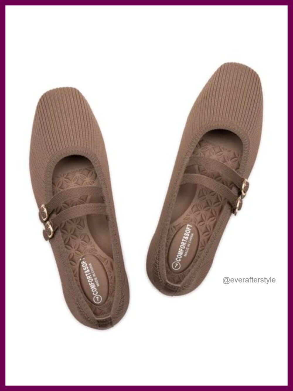 Frank Mully Women's Square Toe Mary Jane Knit Ballet Flats Comfort Slip On